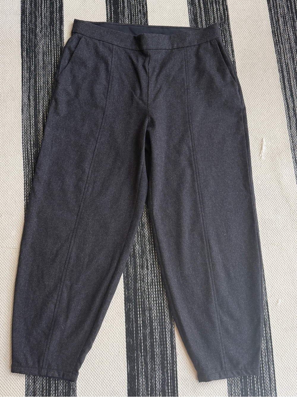 Eileen Fisher Women's Charcoal Gray Pleated Virgin Wool Ankle Lantern Pants Sz L - Picture 3 of 13